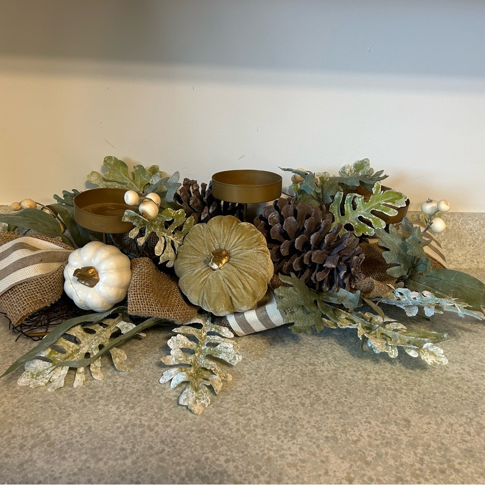 Autumn Leaf and Pinecone Centerpiece - Picture 2 of 2